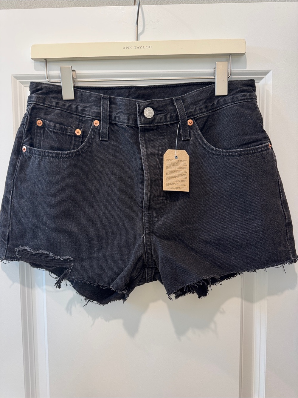 Levi's 501 Black High-Rise Distressed Denim Cutoff Shorts
